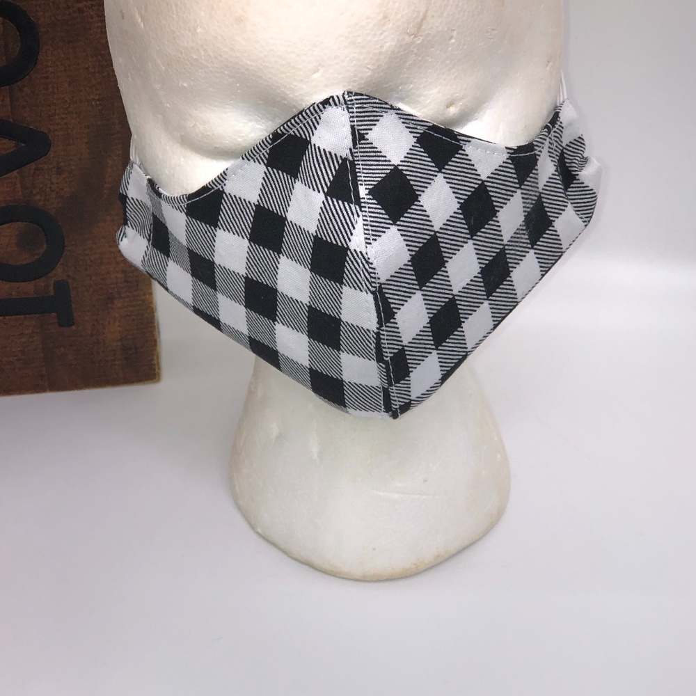 Black & White REUSABLE Checkered Face Mask ~NEW!